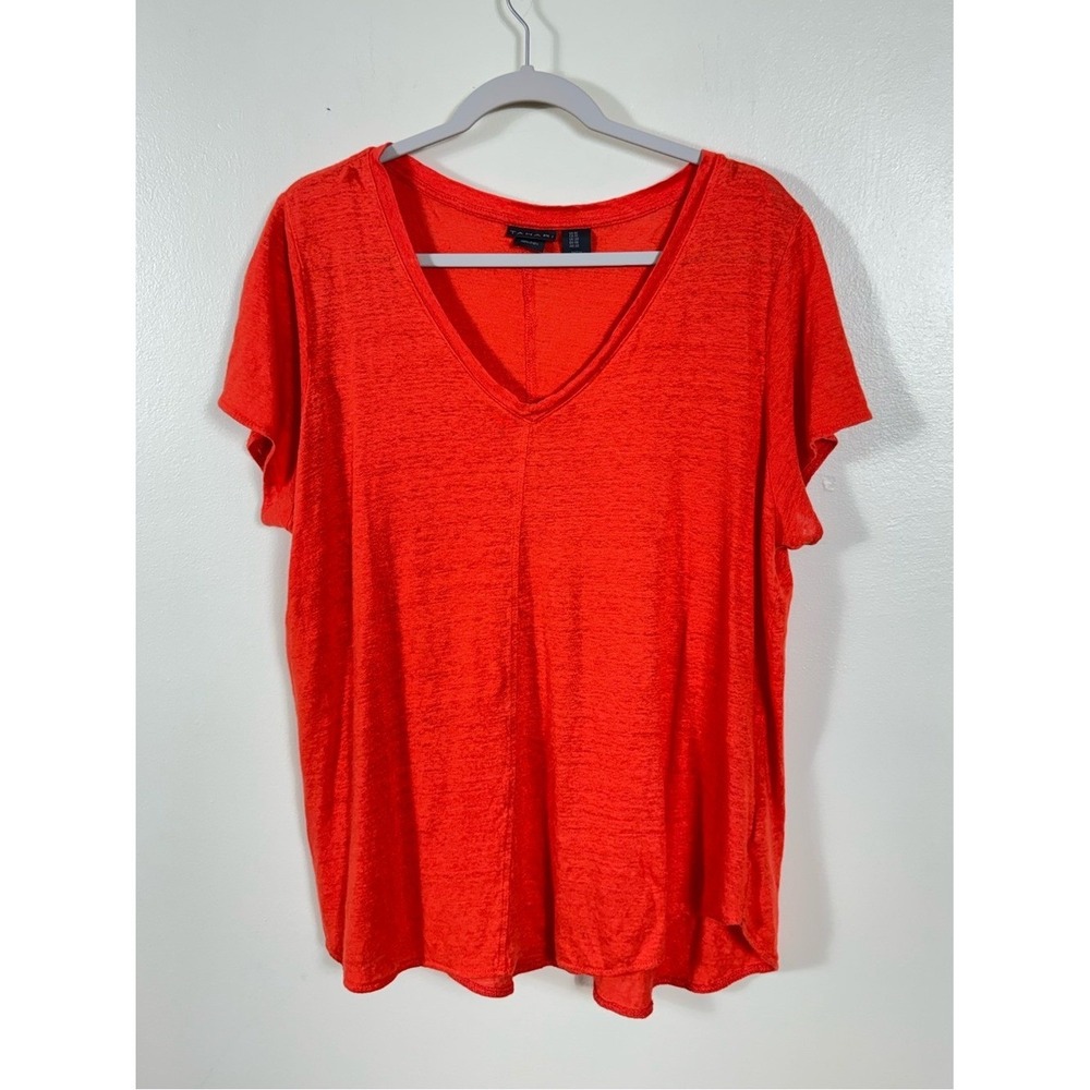 Tahari 100% Linen Blouse Top 1X Beach Coastal Euro Summer Bohemian